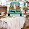 Set Of 4 Spring Easter Rabbit Egg Pillow Covers White Blue Stripes Truck Throw Pillow Cover Bunny Spring Easter Cushion Case