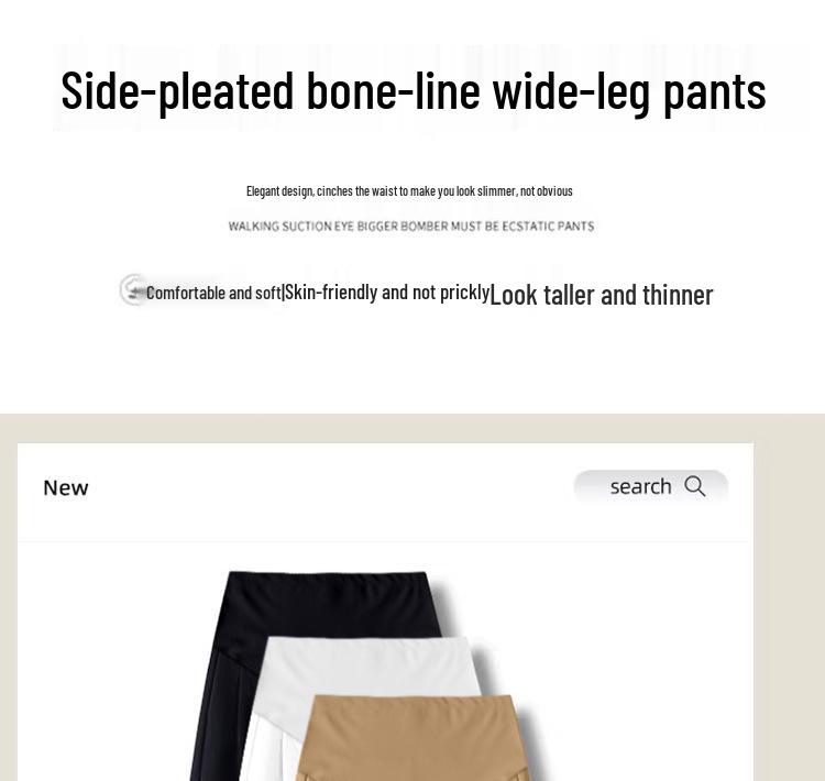 Spring/Summer 2026 Loose Maternity Wide-Leg Pants - Washed Cotton, Casual & Skin-Friendly Suit Pants for Moms