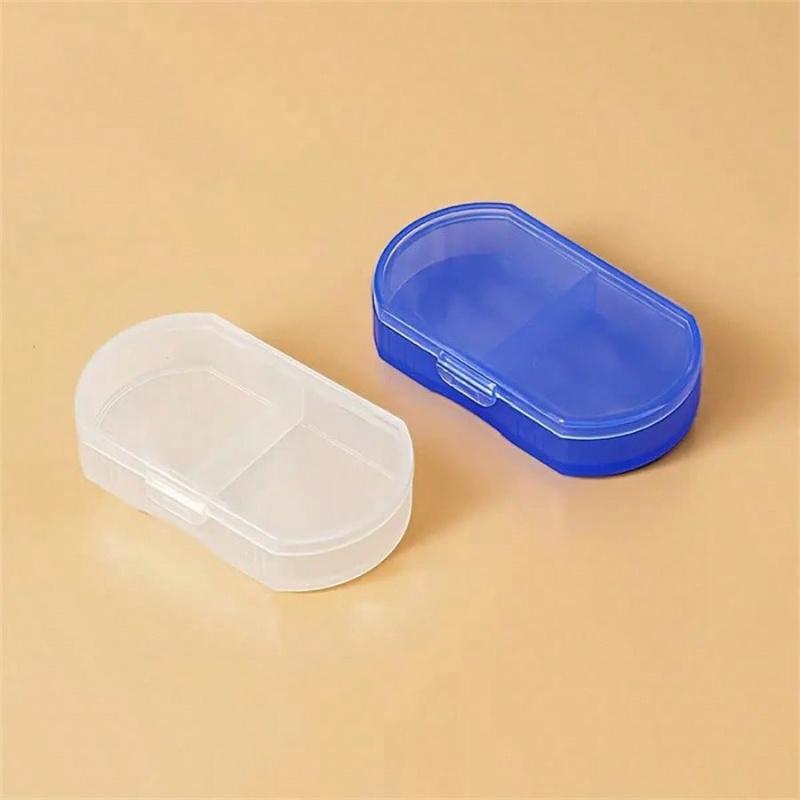 1pc Portable Pocket Pill Case, 2-Compartment Super Compact Plastic Organizer Box For Storing Medicines, Daily Medication & Travel