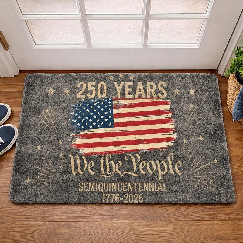 1pc We The People Semi-Centennial Floor Mat Suitable for Livi - Non-Slip Carpet, Machine Washable Suitable for Independence Day, for Decor