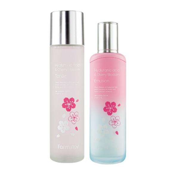FarmStay Hyaluronsäure- und Kirschblüten-Toner 150 ml, Emulsion 120 ml, Serum 35 ml, Creme 55 ml  (15 Optionen)