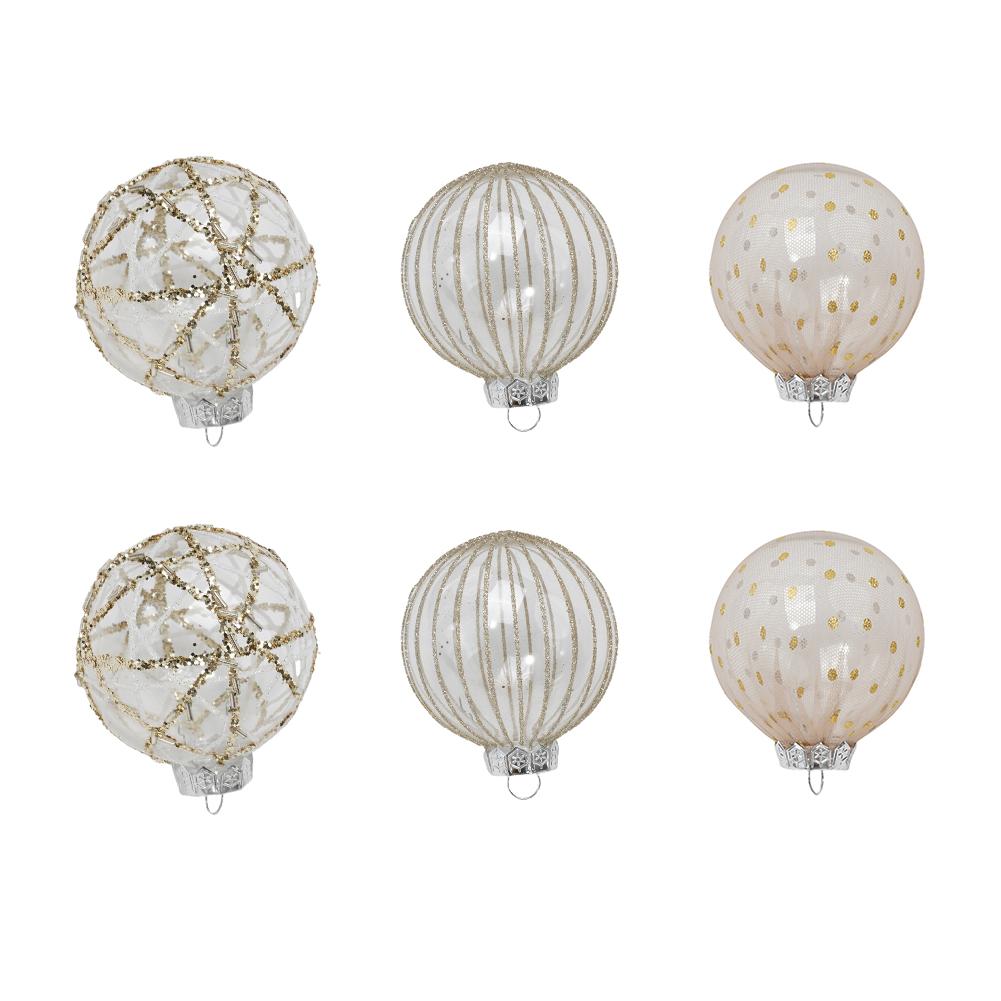 Zestaw 6 bombek choinkowych o średnicy 8 cm do dekoracji świątecznych i weselnych