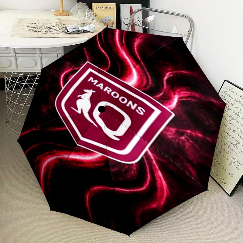 Australia Maroons Rugby Team Emblem Umbrella Folding umbrella, automatic umbrella 8-Frame for Travel, camping Use Gift for Halloween Christmas