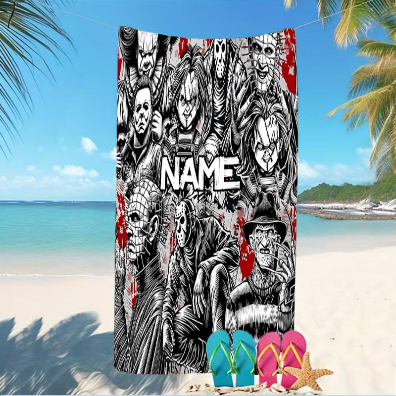 Customizable Personalized Beach Towels Horror Movies Themed designs.Suitable for the Beach, Yoga, Sports;ideal As Beach Accessories