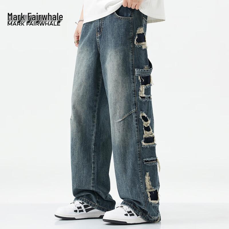 

Мужские джинсы Mark Fairwhale в американском ретро-стиле, рваные, свободные, прямые XL