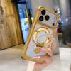 Magnetic Plating Matte Bracket Stand Clear Case For iPhone 17 Air 16 15 14 13 Pro Max Plus Shockproof Lens Protect Cover