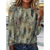 Fashion Women's Crew Neck Long Sleeve 3D Casual Color Printing Casual Short Sleeve Crew Neck T-Shirt