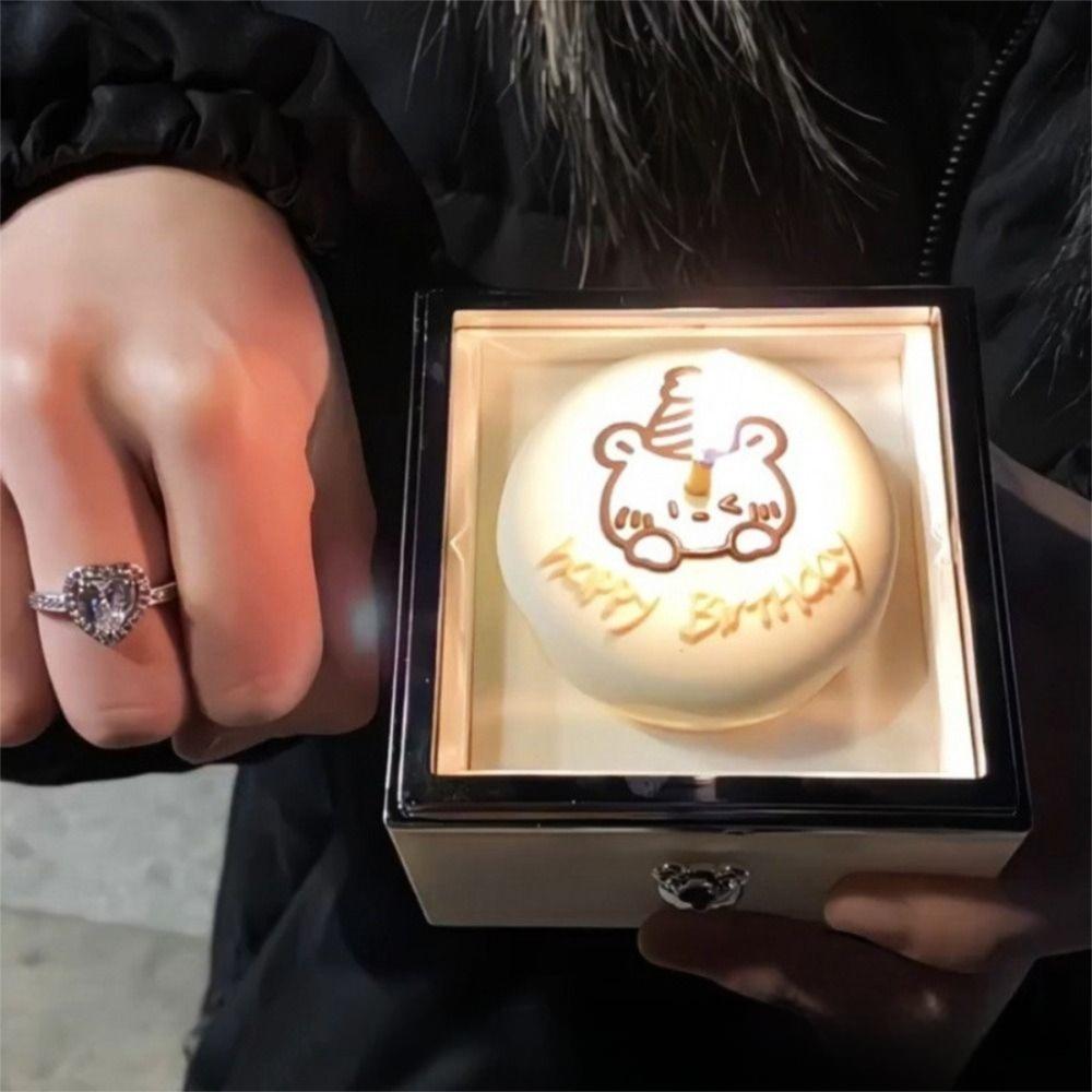 Automatic Flip Bear Flip Ring Boxs Spinning Design Mini Cake Surprise Rotating Box Anniversary