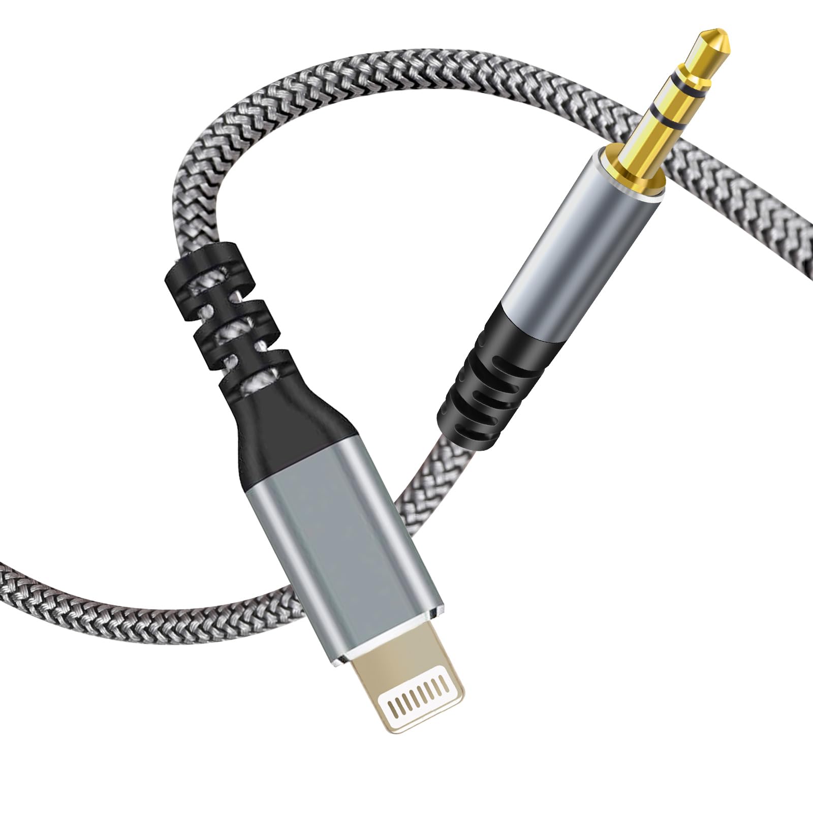 

MFi Lightning to Conversion Cable iPhone Audio Cable Lightning Male AUX Cable Высокопрочная нейлоновая оплетка, совместимая с аудиокабелем [сертифицировано 2024]