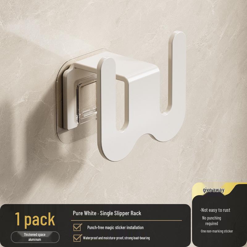 Wall-Mounted Punch-Free Bathroom Slipper Rack & Shoe Hook.