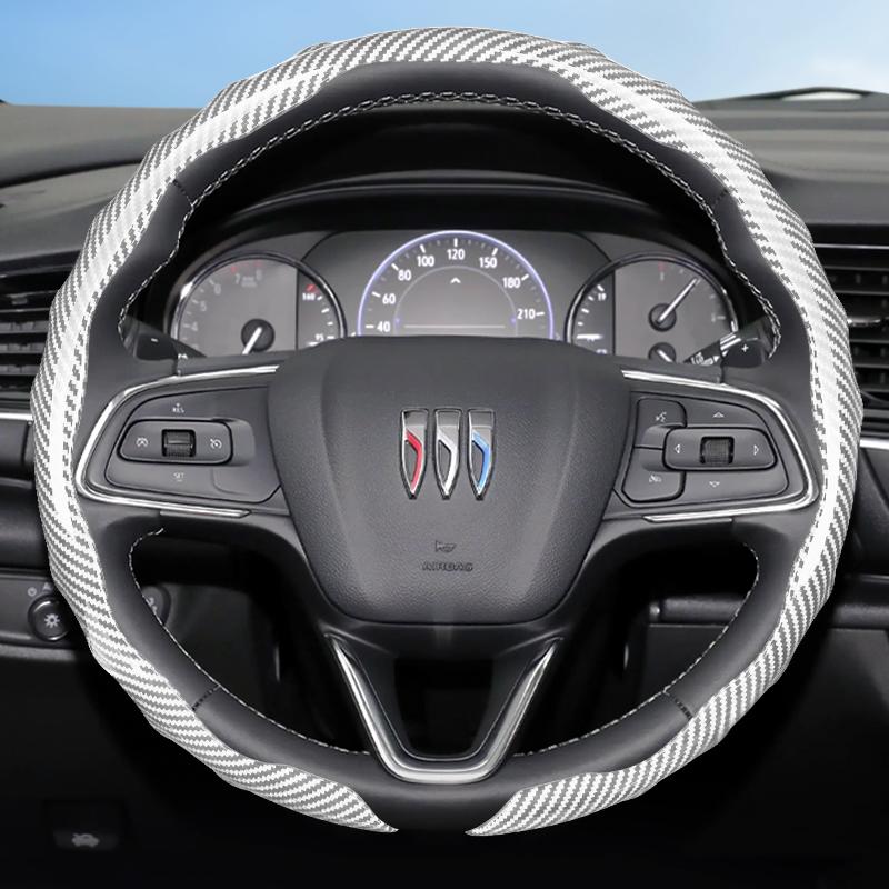 Suitable for Buick Carbon Fiber Texture Steering Wheel Cover Snap-On Wave-Shaped Sporty Design Durable Protective Case Encore Gx Envista Envision