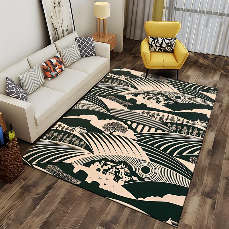 Vintage Landscape Pattern Carpet suitable as a non-slip mat for the living room or bedroom sofa