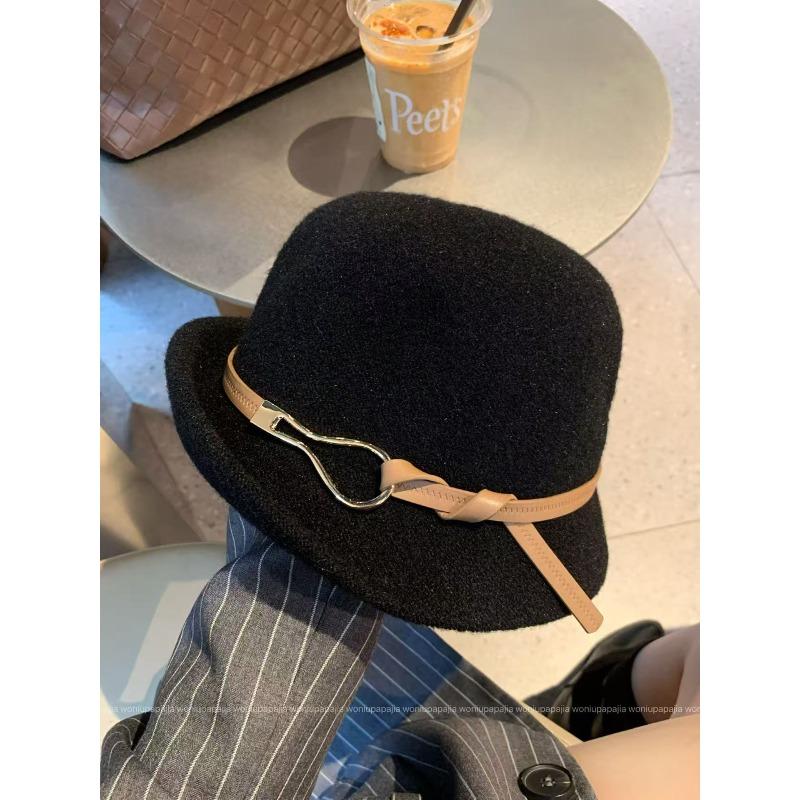 

Шерстяная шляпа-цилиндр с завитками для женщин на осень и зиму Теплая и элегантная Шляпа дочери-иностранки Женский стиль Маленькое лицо One Size