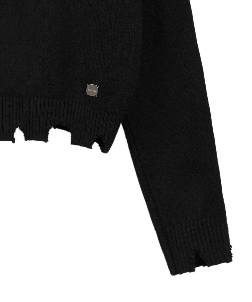 ROCKCAKE Off Shoulder Damaged Knit - Black