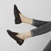 Retro British Style Women Leather Shoes Autumn Flat Casual Loafers Fashion Slip On Round Toe Office Work Shoes