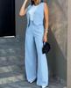 European and American Fashion Suit: Vest Waistcoat & Wide-Leg Pants Set