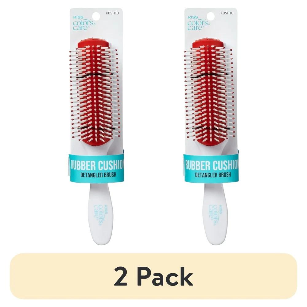 

2 Pack Rubber Cushion Detangler Brush Nylon Bristle Hair Brush Gentle Scalp Detangling Anti-Static Smooth Styling All Hair Types United States