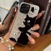 Case for Iphone 14 12 XR Air 18 Pro Max XS Max 17 Pro 16 Plus 11 13 15 Black & White Cats Sparkle Crackle Foil Acrylic TPU Phone Case