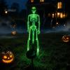 Automatic Dusk to Dawn Lamps Solar Skeleton Garden Stake Light, Halloween 3D Glowing Skull Yard Haunted House Landscape Lighting Decor with