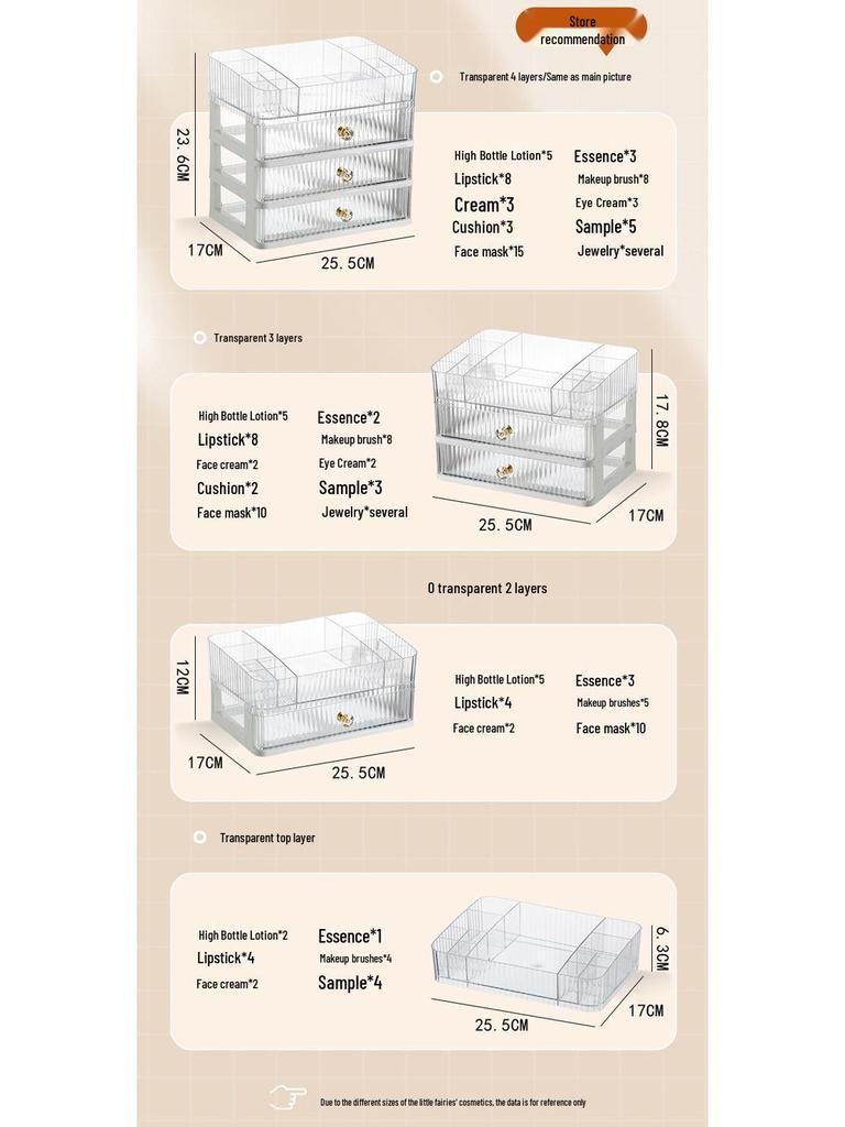 Clear Cosmetic Organizer: Drawer-Style Makeup Box for Desktop and Dorm Room