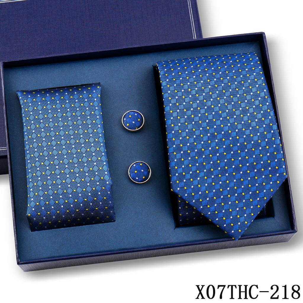 Tie Square Cufflinks 3-Piece Suit Retro Striped Hand Tie High-End Gift Box Set