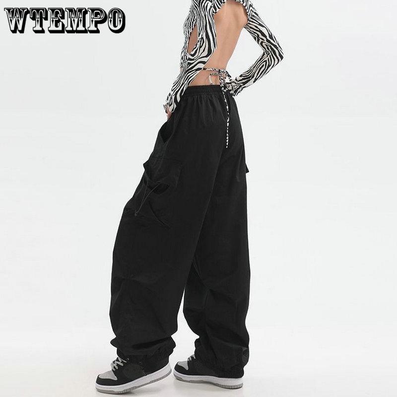 WTEMPO Solide Cargohose Damen Casual Baggy Lange Hose Frühling Herbst Streetwear Vintage Lose Paar Jogginghose