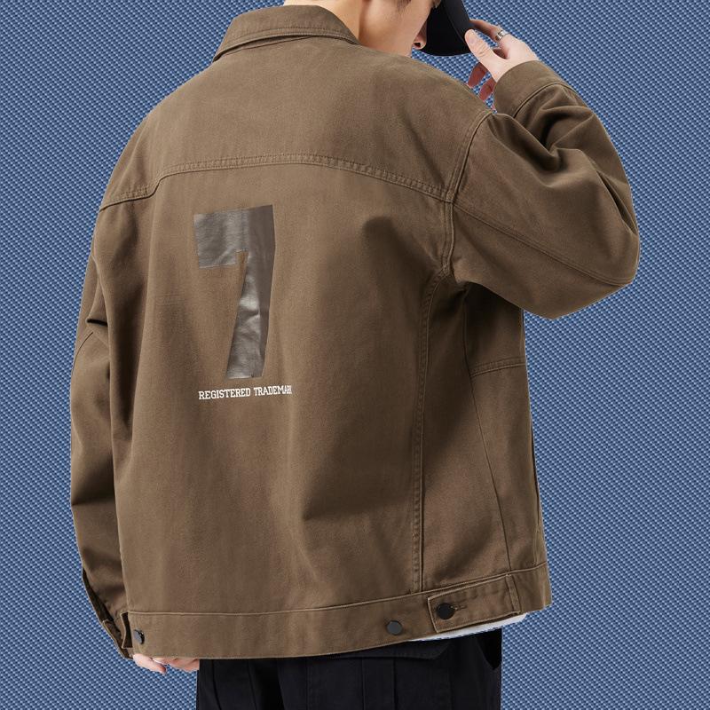 

Ретро рабочая куртка мужская свободная большого размера осень новая японская универсальная повседневная джинсовая куртка с лацканами S