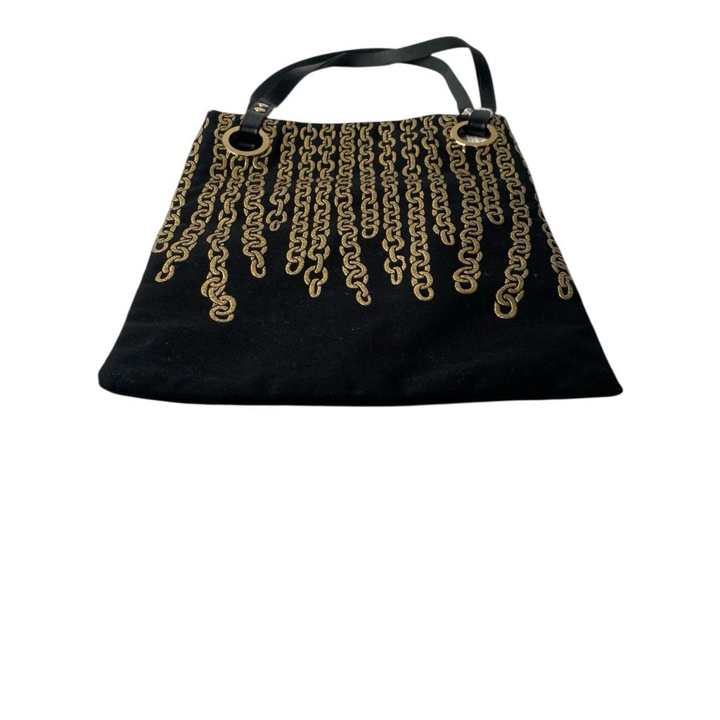 Used ISSEY MIYAKETote Bag black/gold canvas Women