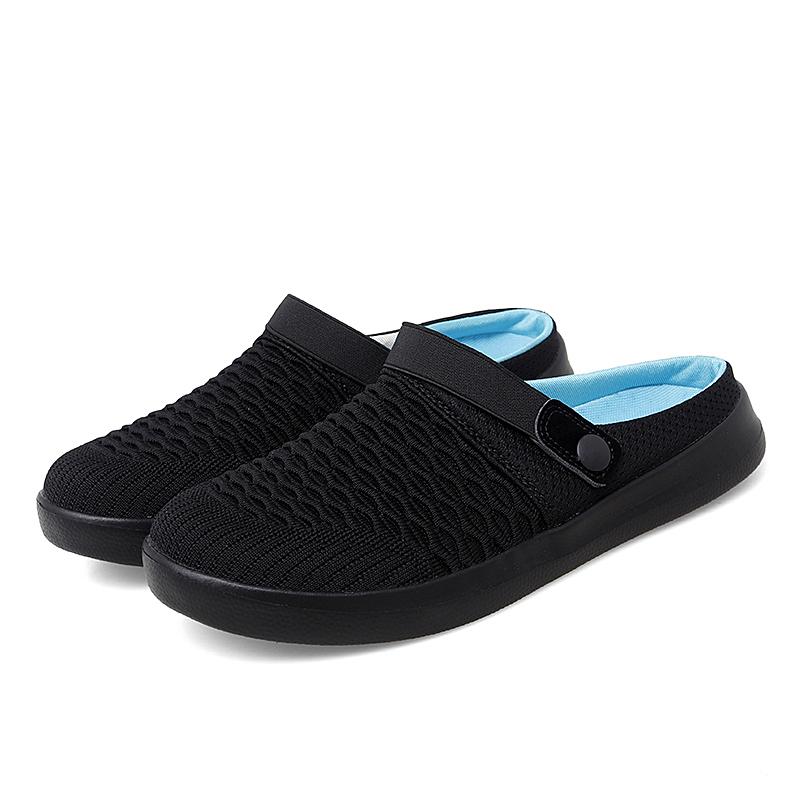 Women Slippers Casual Men Color Sandals Backless Summer Slip On Clogs Black Lightweight Couple Beach Shoes Large Size
