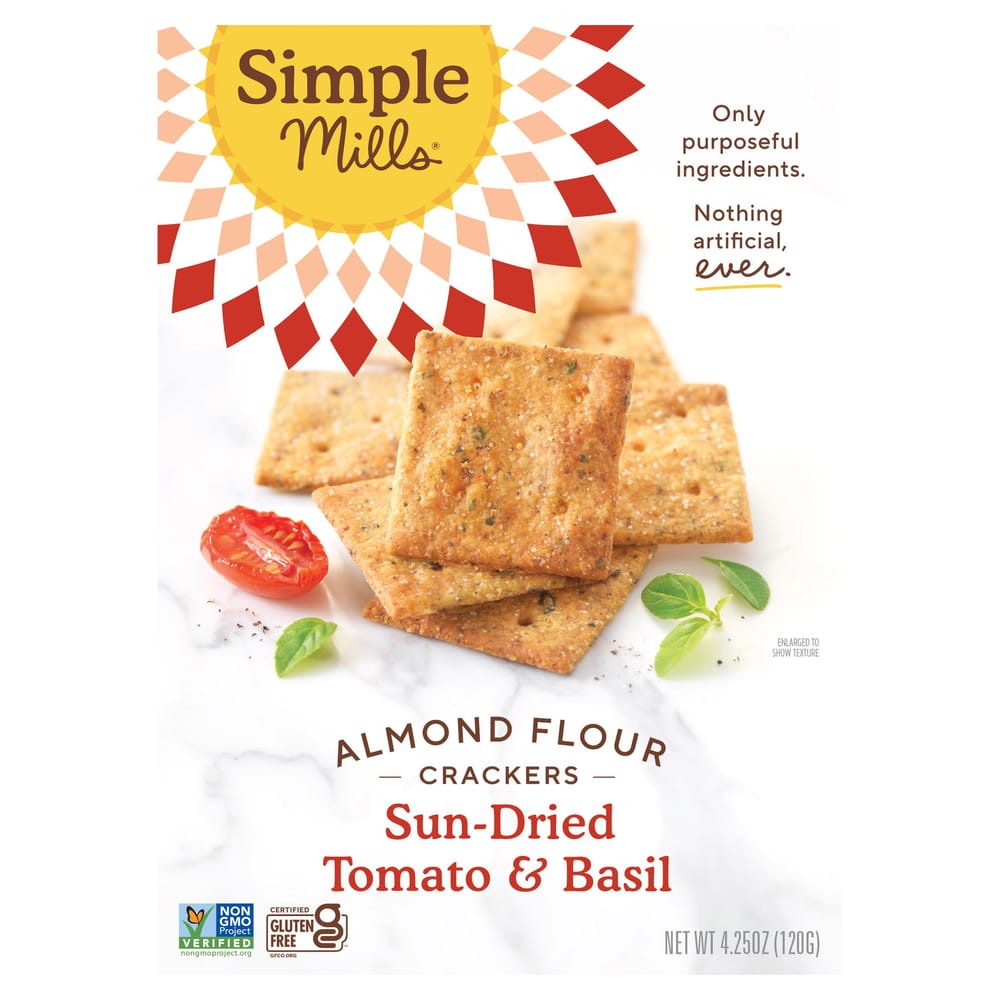 Simple Mills Gluten-Free Almond Flour Crackers Sundried Tomato & Basil 4.25 oz (120g)