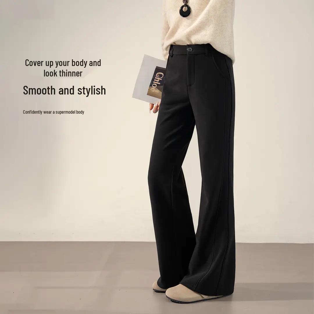 

Women s High-Waist Micro-Flare Pants with Velvet for Spring 2026 - Fashionable, Elastic, and Warm 4XL /32 (suitable for 145-155 jin)