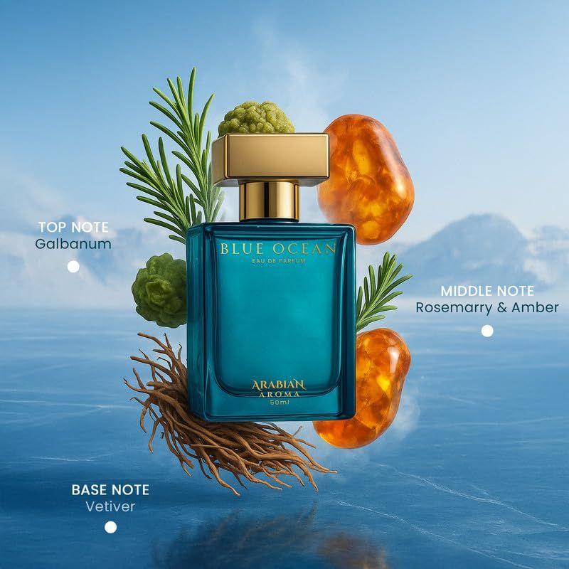 Arabian Aroma Blue Ocean Eau de Parfum – Long Lasting– Mens Perfumes Long Lasting – 50ml