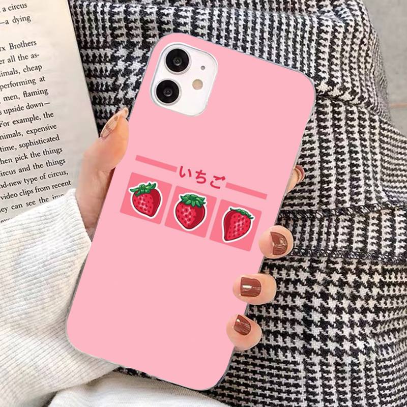 Cute Korea Banana Milk Strawberry Drink Phone Case for iphone 13 8 7 6S Plus X 5S SE 2020 XR 11 12 mini pro XS MAX iphone 5 5s SE