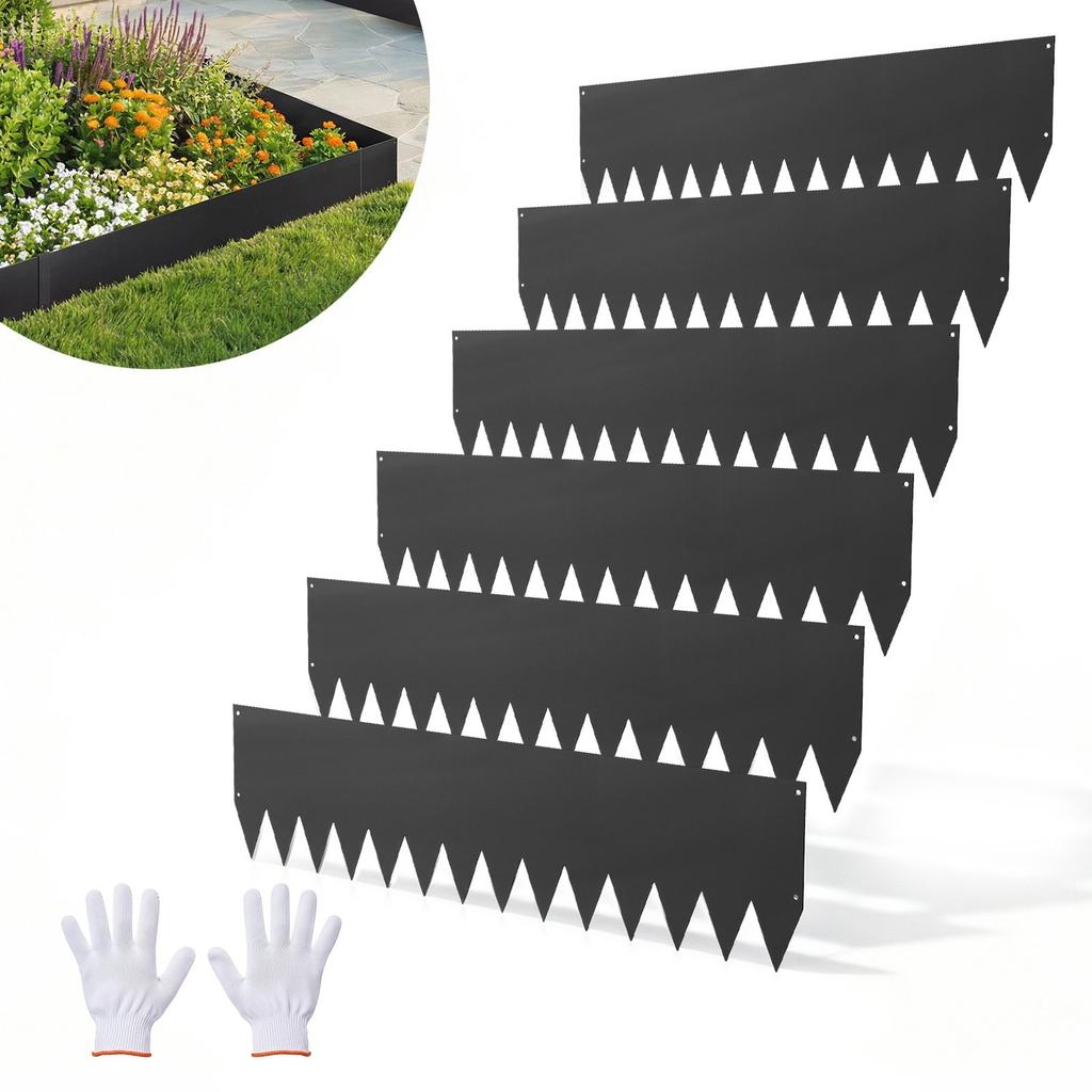 Galvanized Steel Landscape Edging, 6-Pack 1016 X 254 Mm Metal Edging for Landscaping with 8 Mounting Clips, Heavy Duty Metal Garden Edge Border for