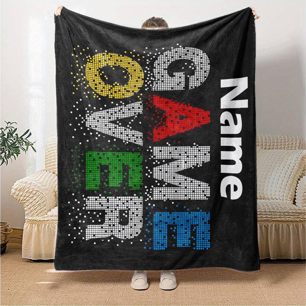 Custom Name Game Controller Theme Printed Blanket - Perfect for Couch, Bed, Travel & Outdoor Use | Machine Washable, Cozy & Durable.
