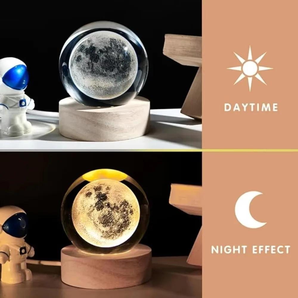 Einzigartige 3D-Kristallkugel-Lampe mit Galaxie- und Planetenprojektionen, USB-Nachtlicht für gemütliche Atmosphäre, Plasma-Kugel