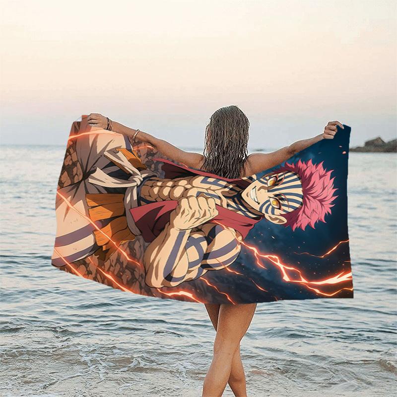 1pc Demon Slayer4 Beach Towel, Beach and Seaside Swimming Pool Equipment, Fashion Pattern, Rectangular, Travel Essentials