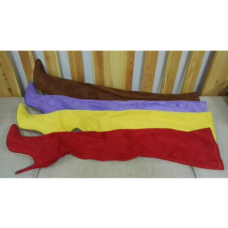 Cizme Sexy Cizme-Femei Pantofi Femei 2025 Dama Cu Toc Înalt Ascuțit Peste Genunchi Cauciuc Solid Vârf Ascuțit Roma Slip-On Cu Șireturi Fl