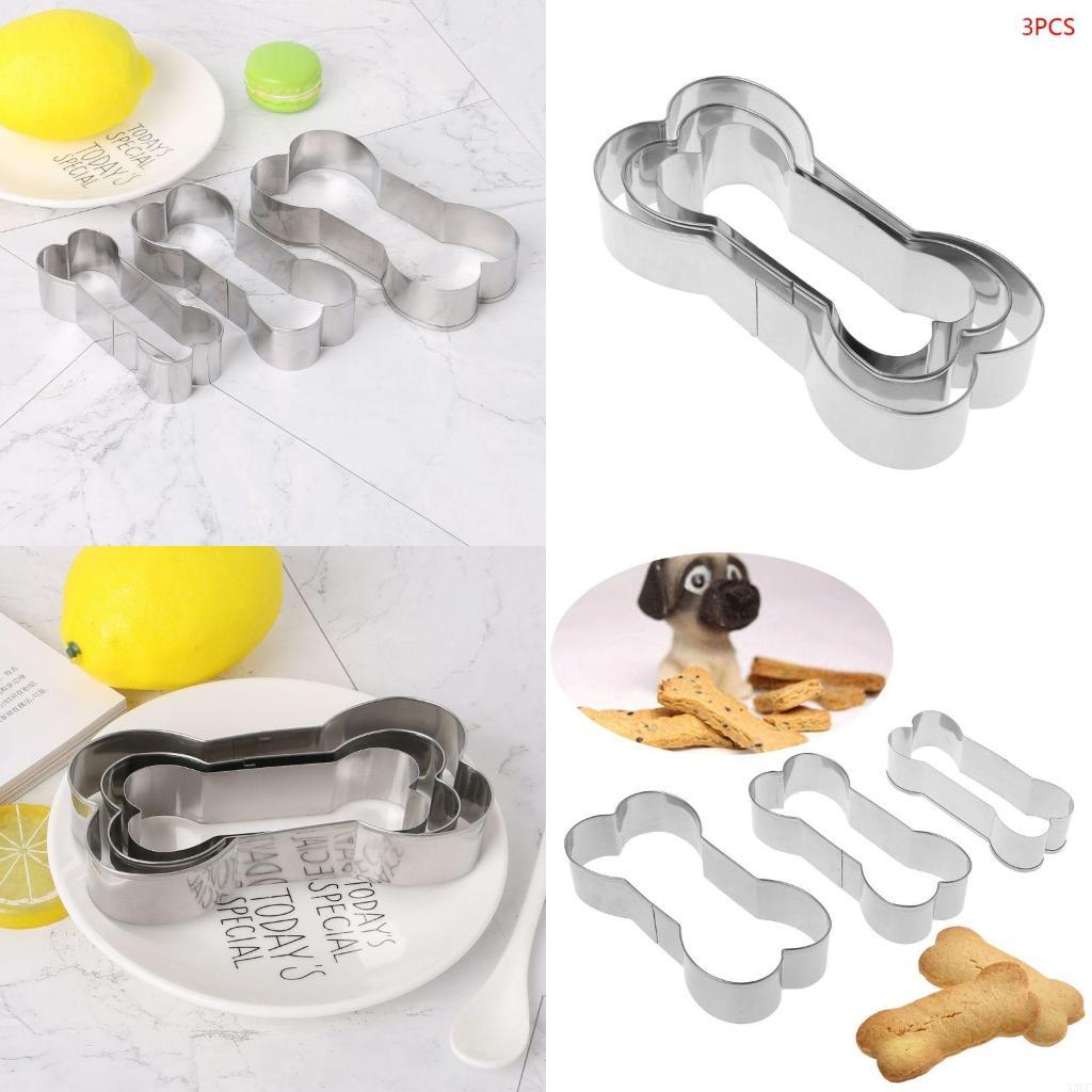 

3pcs/set Dog Bone Shaped Cookie Cutter Mold Stainless Steel Pastry Biscuit Cake X3UC
