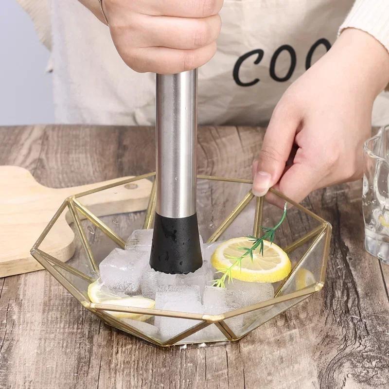 Kladivo na drcený led z nerezové oceli Multifunkční tyčinky na nanuky Koktejl Swizzle Stick Ovoce Lemon Muddle Pestle Bar Nástroje