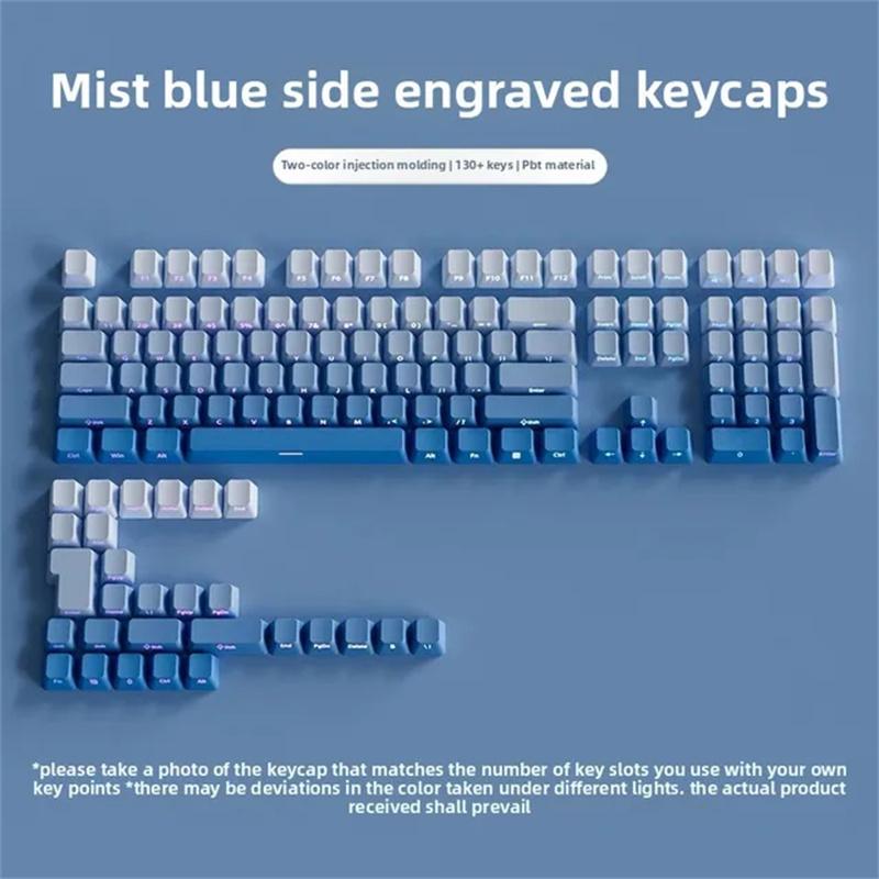 Keycap Set Side Engraved Gradient Color 134 Keys Pbt Double Sided Printed Shiny Backlit Keycaps For Mechanical Keyboards