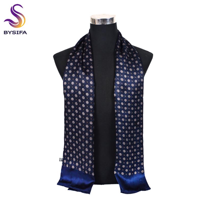 BYSIFA| New Silver Grey Man100% Silk Scarf Printed Fashion Brand Male Long Scarves Men Scarf Fall Winter Pure Silk Scarf160*26cm