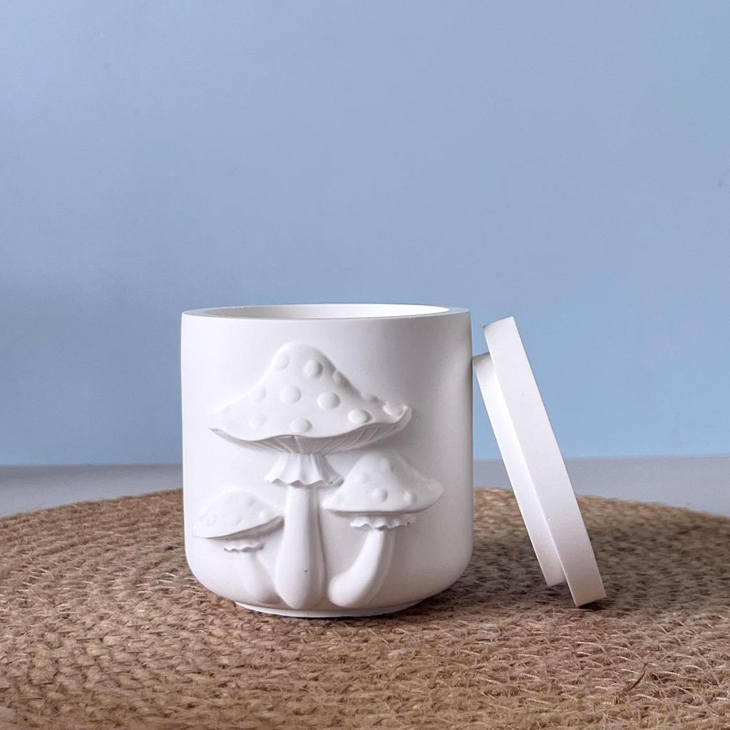 Plaster Drip Mould White Jar Mould With Lid Candle Cup Mould Decorative For Diy Projects Home Decoration Storage Organization