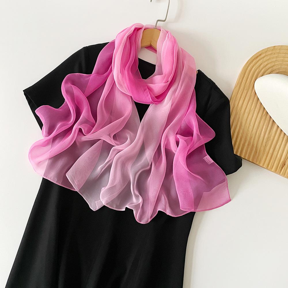 Spring And Summer Satin Long Scarf For Women Sunscreen Shawl Fashionable Beauty Scene Satin Long Scarf Versatile Travel Scarf