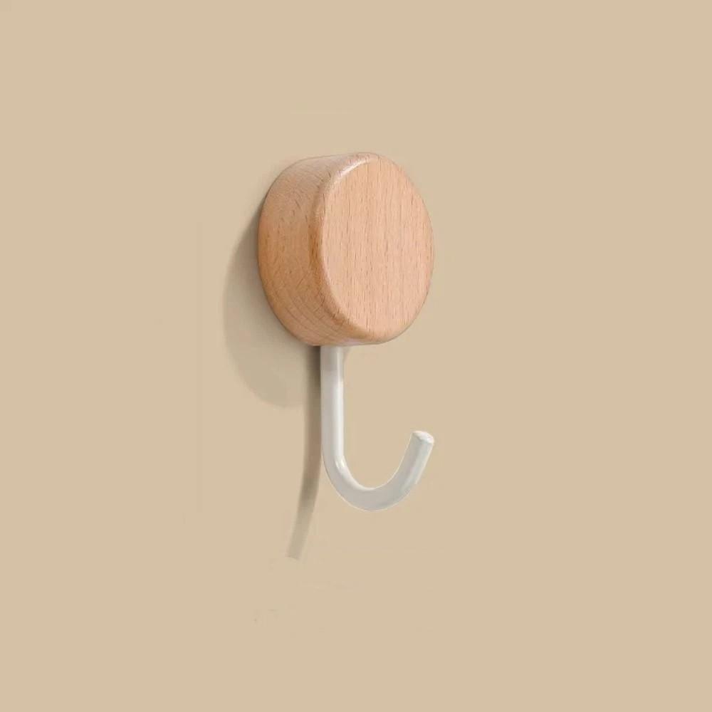 Self-Adhesive Wall Mount Hook No Drilling Bathroom Hook Space Saving Wood Hook  Door Hanging