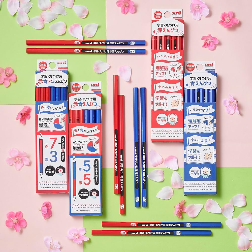 Mitsubishi Pencils, colored pencils, uni, for study and round, red pencils, elementary school stu...