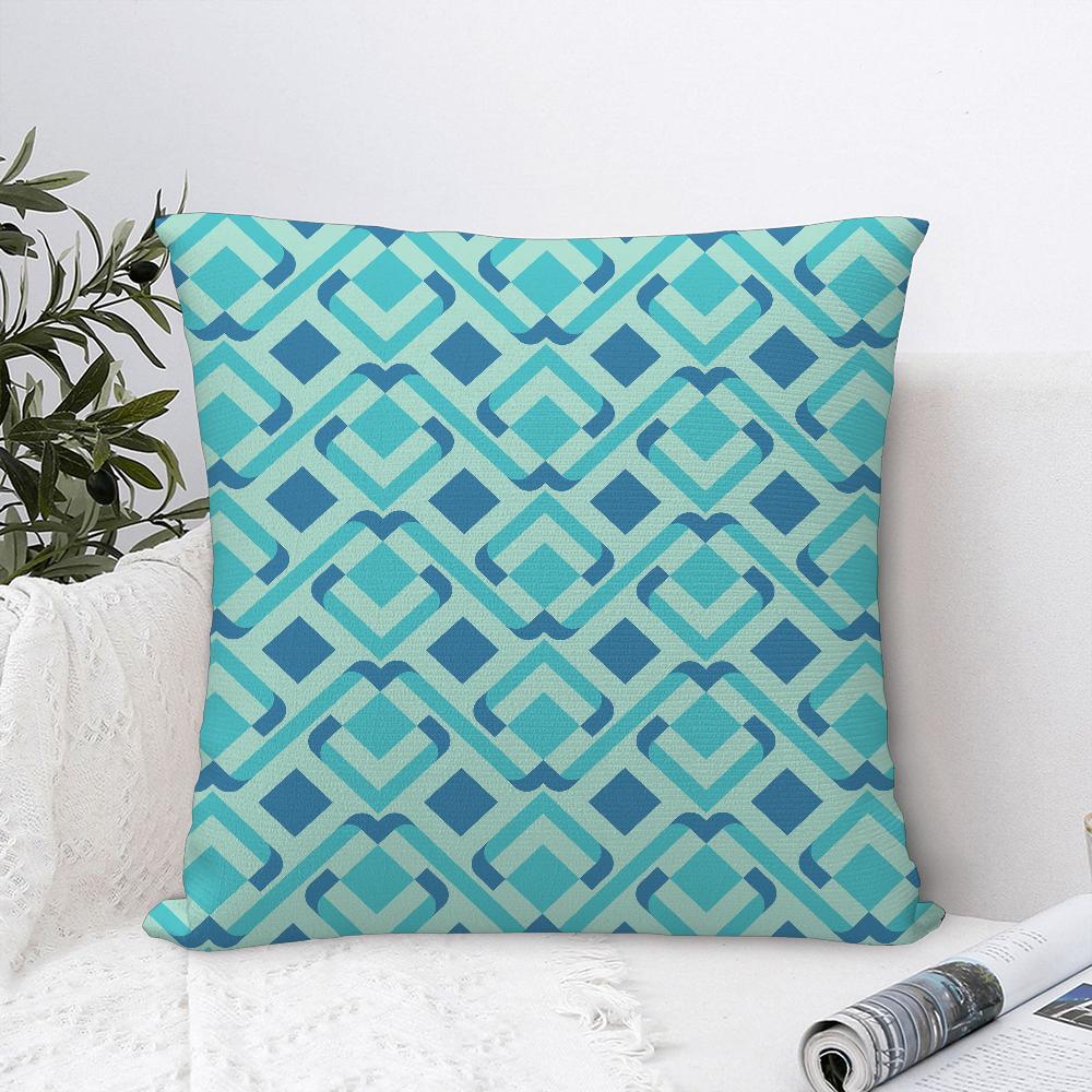 Teal Blue Flower Leaves Pattern Pillow Case Sofa Decor Home Double-sided Printing Short Plush Cushion Cover Throw Pillow Cover
