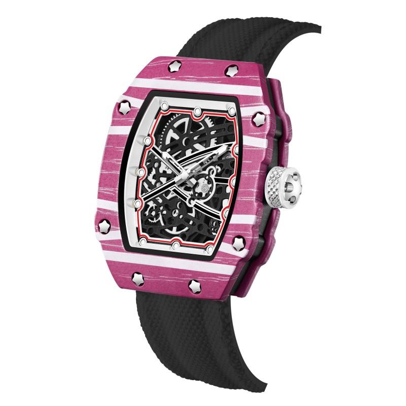 In Stock RM 6702 Slim Barrel Montre Homme Colorful Band Hollow 37.5mm Skeleton Dial Waterproof Sport Casual Quartz Wristwatch