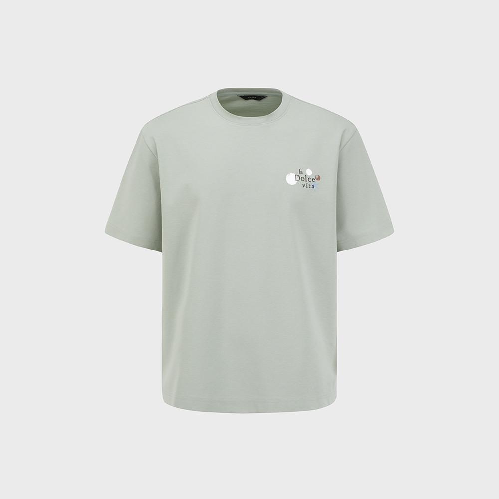 AND Z Men'S) Graphic Front Embroidery Short Sleeve T-Shirt_Blf2Tr1031Gn
