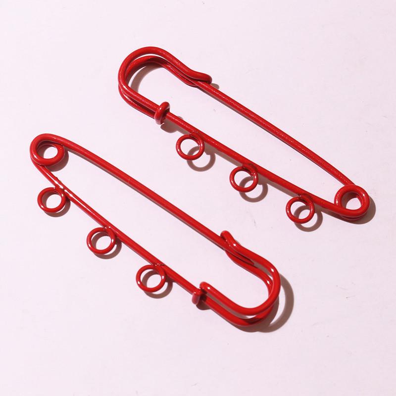 10pcs 50x16mm Safety Pins Brooch Metal Sewing Pins Clothes Pins with 3/5 Loops for Tags DIY Crafts Jewelry Making Findings